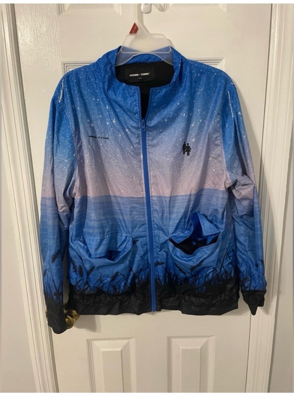 Blue Starry Night Homme Femme Windbreaker Jacket